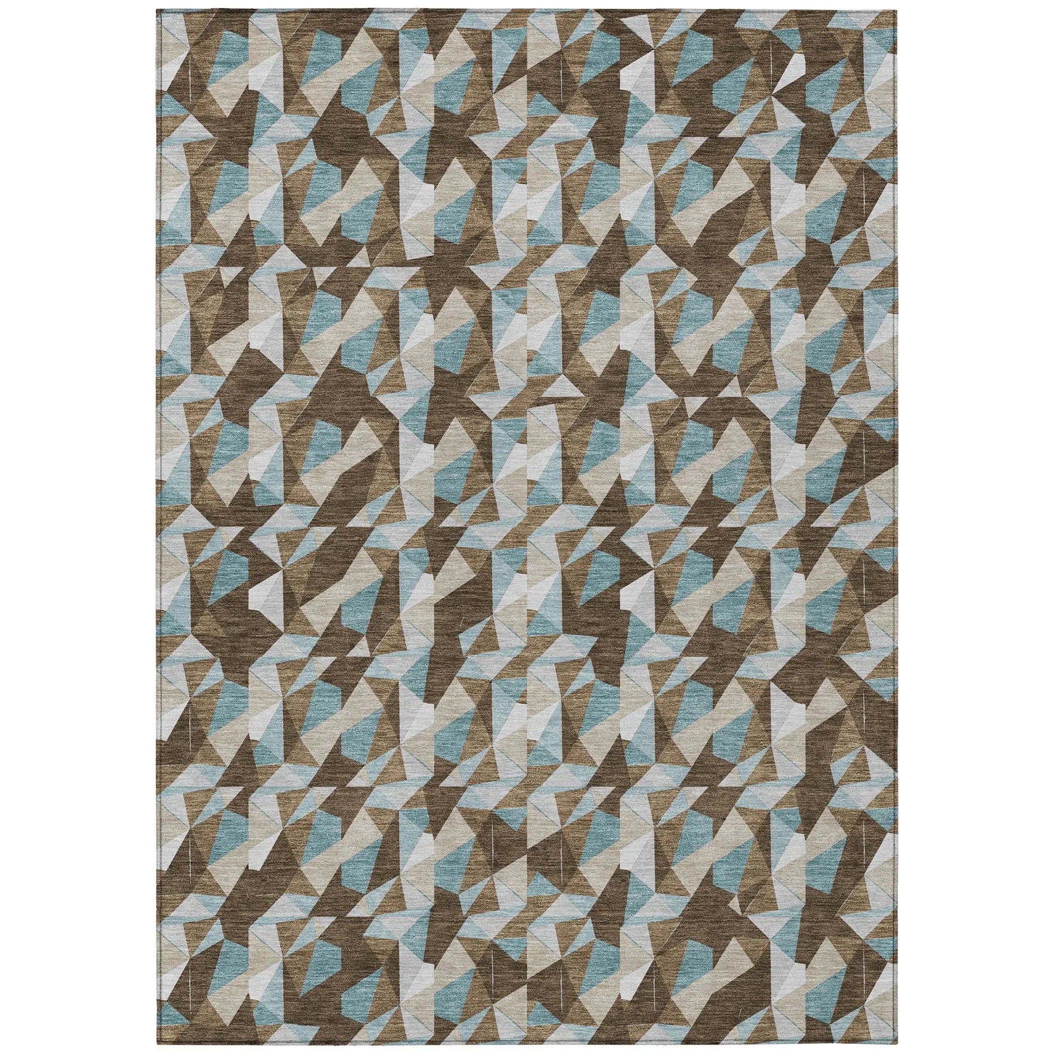 3' X 5' Chocolate And Brown Geometric Washable Indoor Outdoor Area Rug Homeroots Outdoor